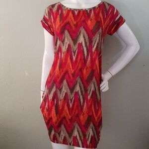MICHAEL MICHAEL KORS red multi tie back dress